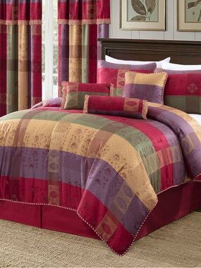 Multi-Color Patchwork  king 3 piece Comforter Set